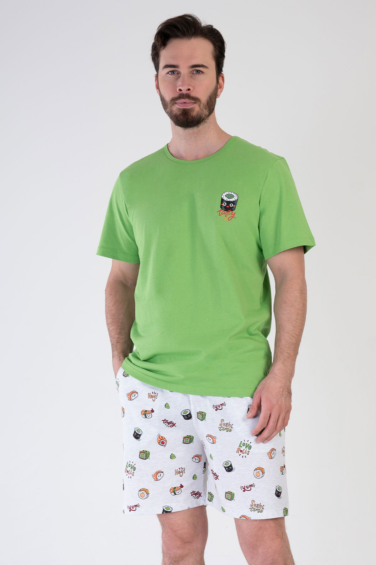 Erkek Kısa Kol Şortlu Pijama Takım
